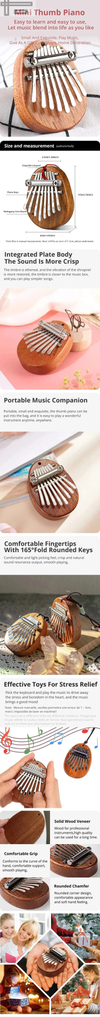 8 Key Mini Wood Kalimba High Quality Exquisite Finger Thumb Piano Marimba Musical Good Accessories Pendant Gift - RELUX.STORE