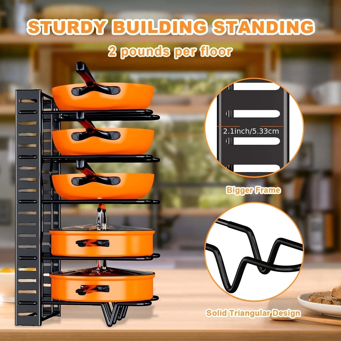 8 - Tier Duty Pot Rack Organizer Durable Metal,Space - saving Cabinet Holder for Pots,Pans and lids - Keep Your Kitchen Neat and Tidy - RELUX.STORE