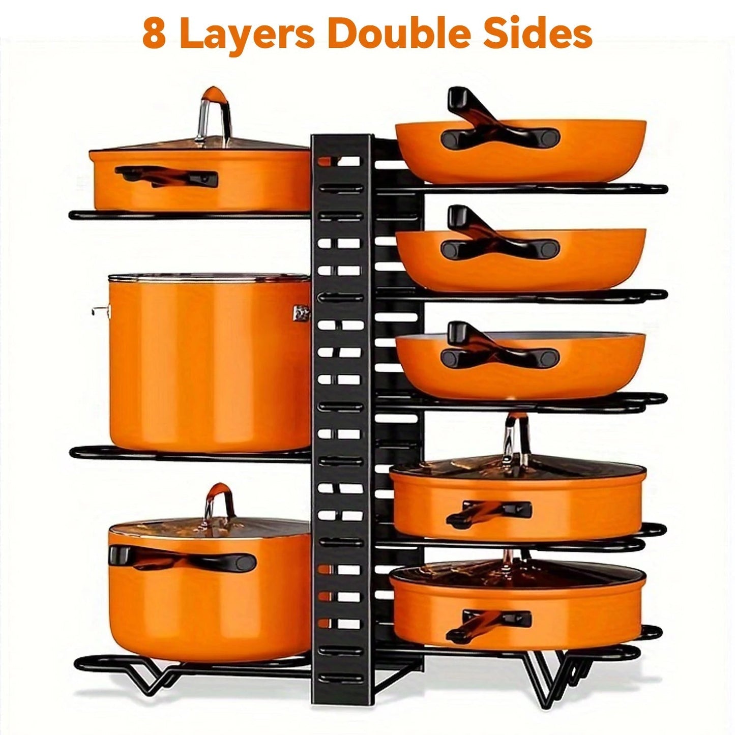 8 - Tier Duty Pot Rack Organizer Durable Metal,Space - saving Cabinet Holder for Pots,Pans and lids - Keep Your Kitchen Neat and Tidy - RELUX.STORE