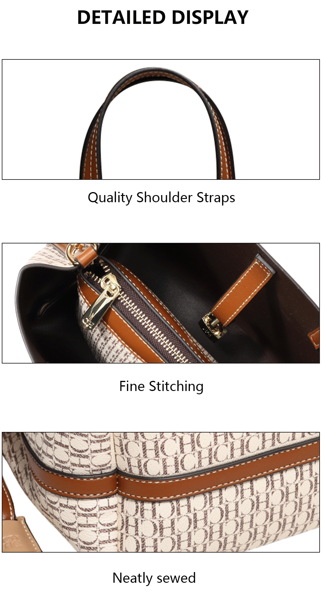 CH Premium Versatile Leather Crossbody Bag Ladies Large Capacity Daily Commuter Tote Bag Letter Print Design Ladies Fashion RELUX.STORE