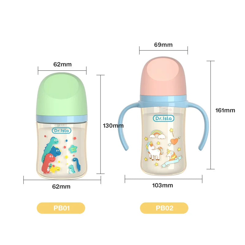 MAMIJOY 160/240ML PPSU Baby Bottle Double Handle Infant Drop-proof Baby Wide-caliber Milk Bottle Newborn Feeding Bottle BPA Free