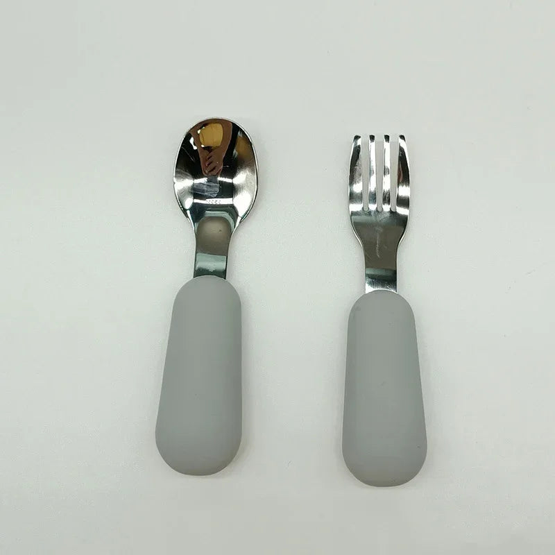 Baby Gadgets Tableware Set Children Utensil Stainless Steel Toddler Dinnerware Cutlery Cartoon Infant Food Feeding Spoon Fork RELUX.STORE