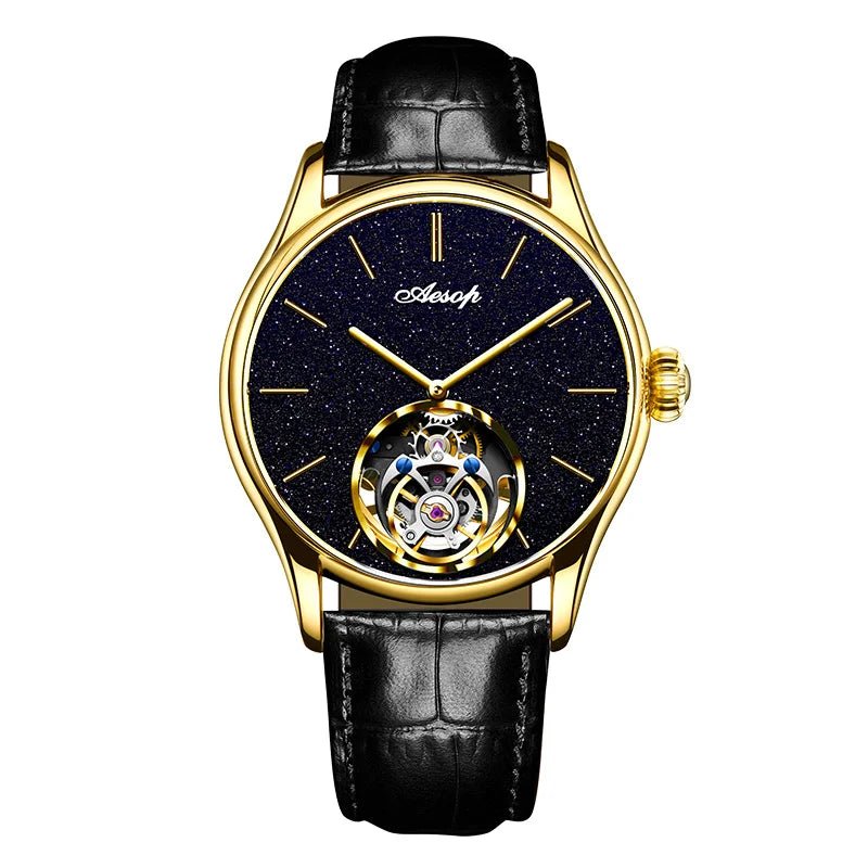 AESOP Mens Luxury Real Flying Tourbillon Mechanical Sapphire Waterproof Watch Skeleton Watches for Men Wristwatches Male 2025 A - RELUX.STORE