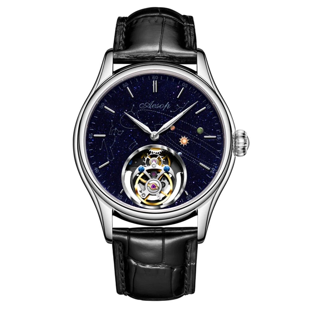 AESOP Mens Luxury Real Flying Tourbillon Mechanical Sapphire Waterproof Watch Skeleton Watches for Men Wristwatches Male 2025 A - RELUX.STORE