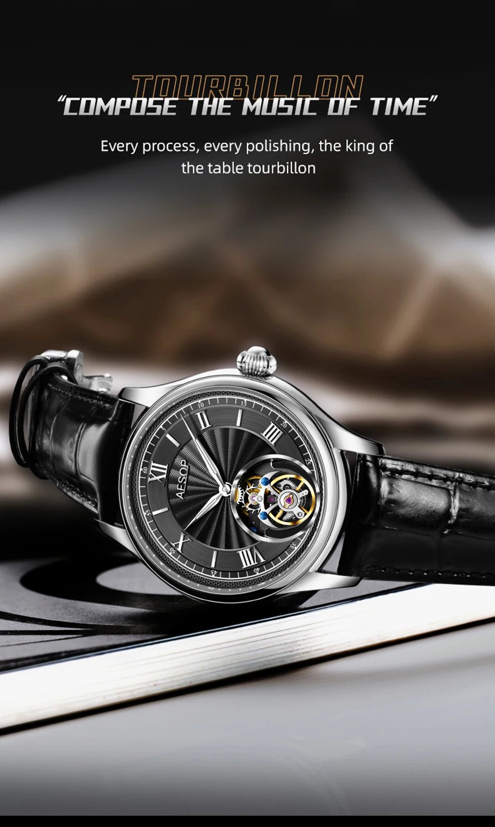 AESOP Official Watch Store Flying Tourbillon Movement Mechanical Wristwatches Skeleton Watches for Menes Luxury Waterproof 2025A - RELUX.STORE