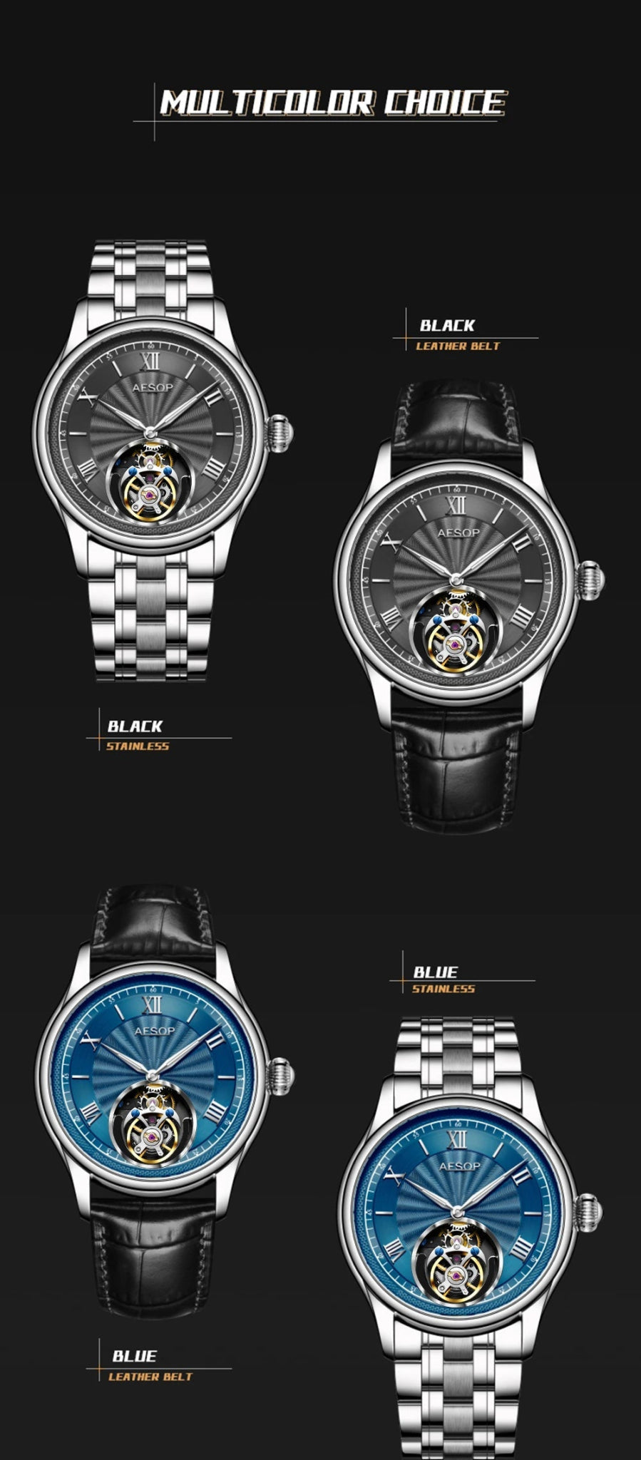 AESOP Official Watch Store Flying Tourbillon Movement Mechanical Wristwatches Skeleton Watches for Menes Luxury Waterproof 2025A - RELUX.STORE