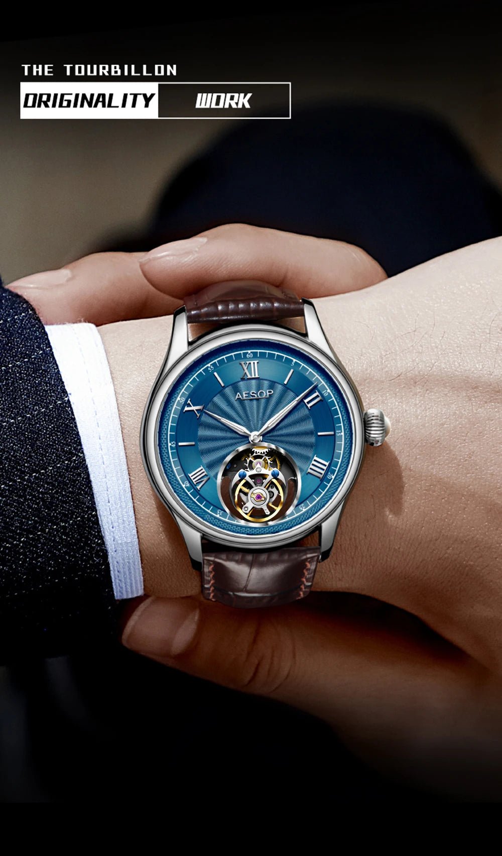 AESOP Official Watch Store Flying Tourbillon Movement Mechanical Wristwatches Skeleton Watches for Menes Luxury Waterproof 2025A - RELUX.STORE