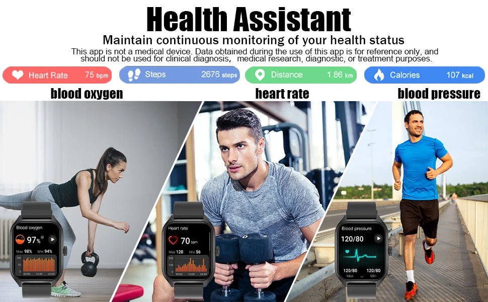 AI Voice Assistant Smart Watch for Men Women, 1.96'' HD Screen Activity Trackers with 100+Sports/ Sleep/ Heart Rate Monitor - RELUX.STORE