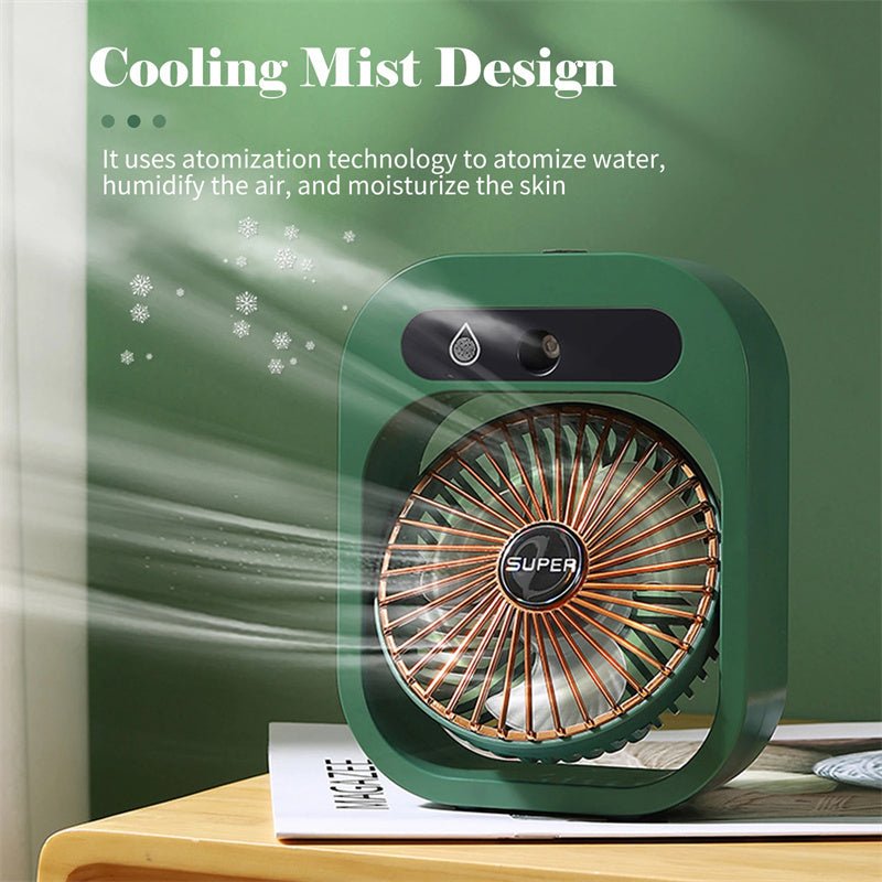 Air Conditioning Fan Desk Misting Fan Air Cooler Cooling USB Rechargeable Humidifier Portable Spray Fan With 3 Wind Speeds Mist Fan For Home - RELUX.STORE