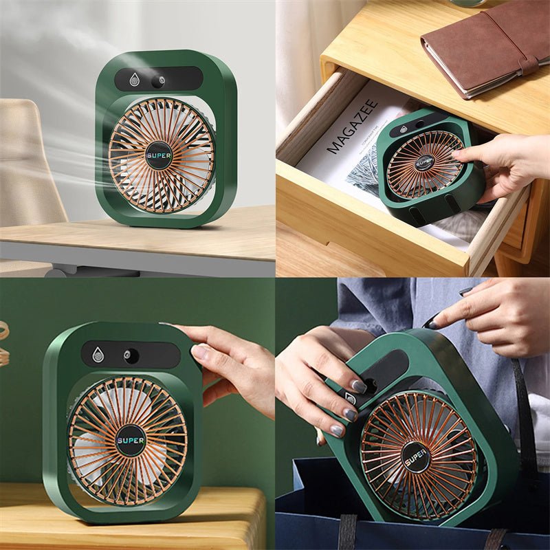 Air Conditioning Fan Desk Misting Fan Air Cooler Cooling USB Rechargeable Humidifier Portable Spray Fan With 3 Wind Speeds Mist Fan For Home - RELUX.STORE