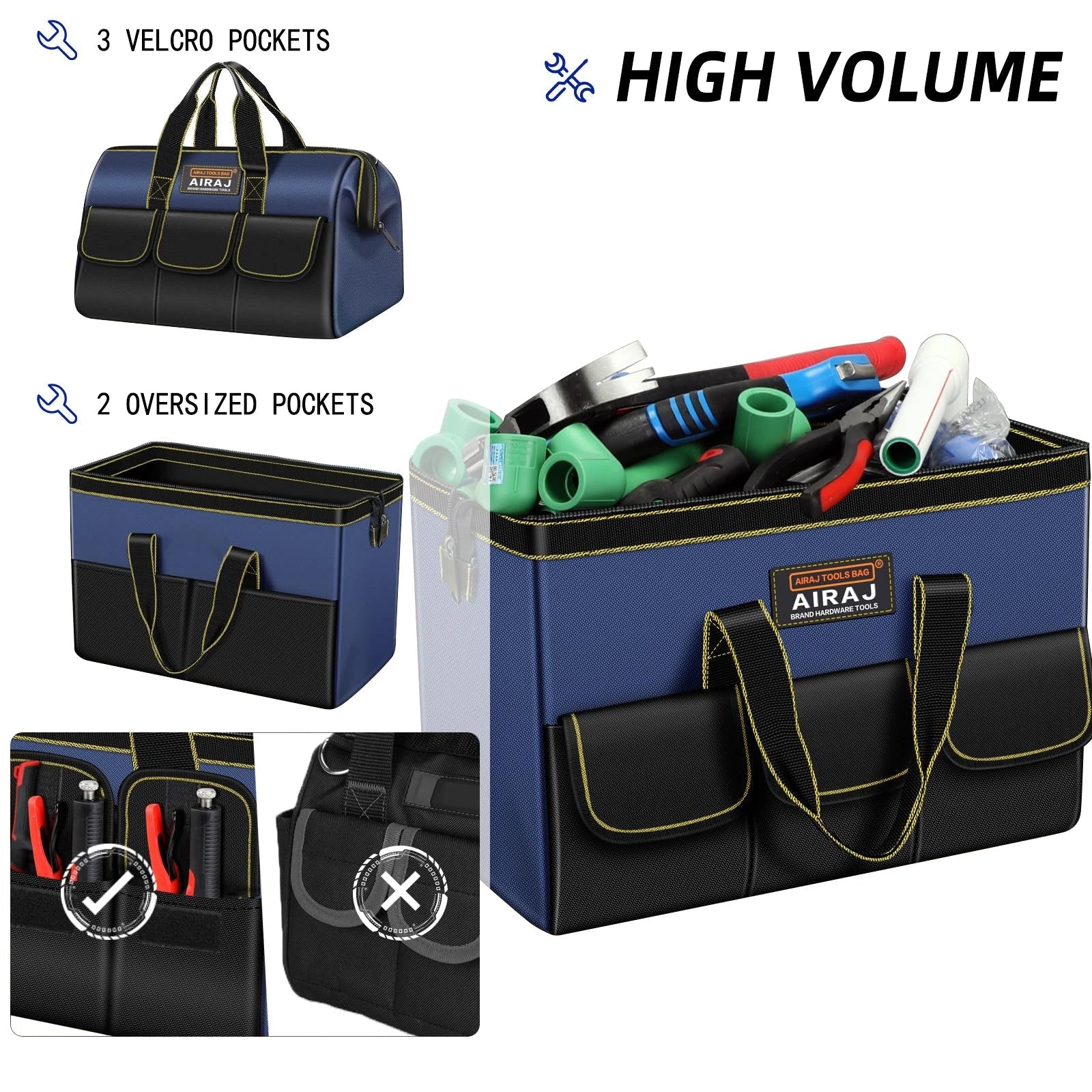 AIRAJ Multifunctional Tool Bags 1680D Oxford Cloth Electrician Bags Waterproof and Wear - Resistant High Capacity Storage Bags - RELUX.STORE