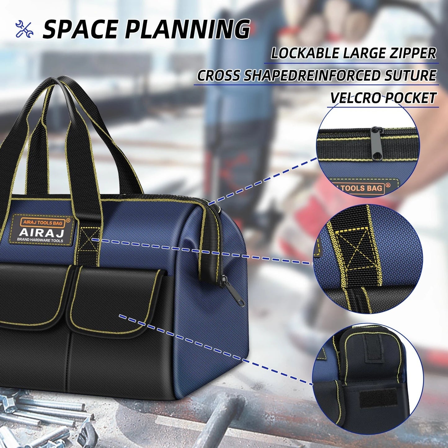 AIRAJ Multifunctional Tool Bags 1680D Oxford Cloth Electrician Bags Waterproof and Wear - Resistant High Capacity Storage Bags - RELUX.STORE