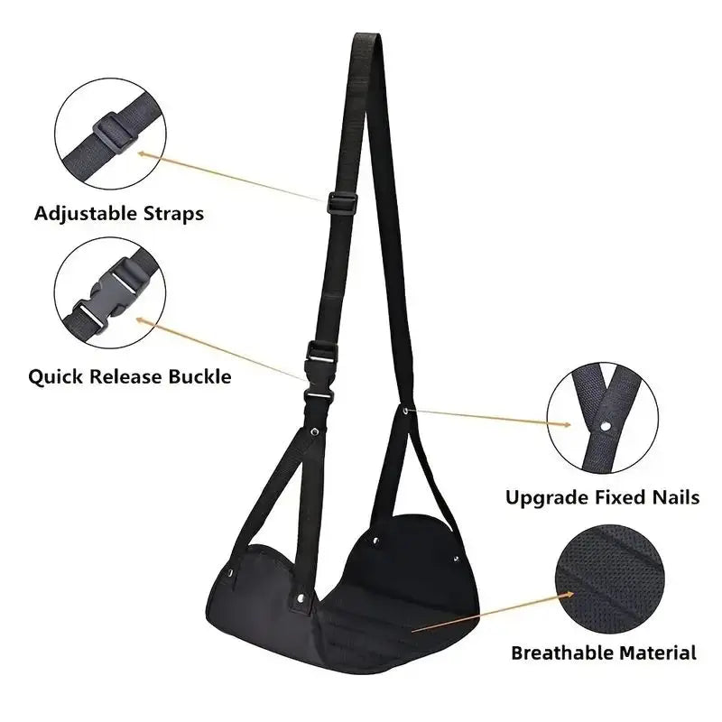 “Airplane Footrest with Adjustable Strap – Portable Hammock Leg Rest for Travel, Flights, and Comfort On - the - Go” - RELUX.STORE