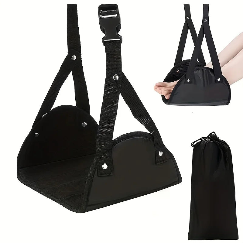 “Airplane Footrest with Adjustable Strap – Portable Hammock Leg Rest for Travel, Flights, and Comfort On - the - Go” - RELUX.STORE
