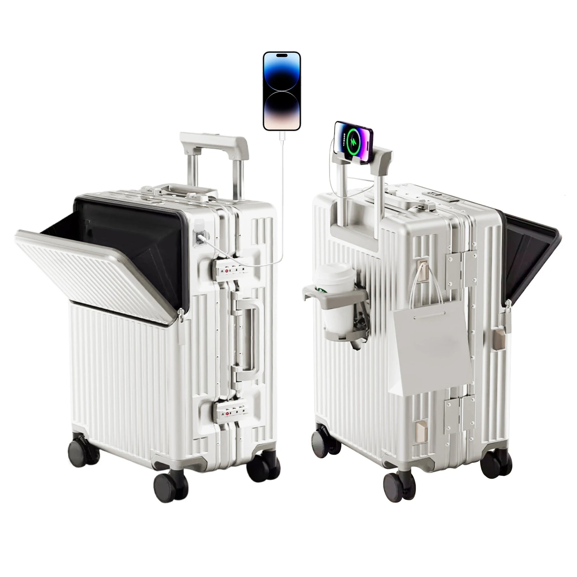 AIWEINY 2025 Aluminum Frame Suitcase PC Hard Shell Pressure - Resistant Travel Luggage, 360° Silent Swivel Wheels, with TSA Lock. - RELUX.STOREAIWEINY 2025 Aluminum Frame Suitcase PC Hard Shell Pressure - Resistant Travel Luggage, 360° Silent Swivel Wheels, with TSA Lock.