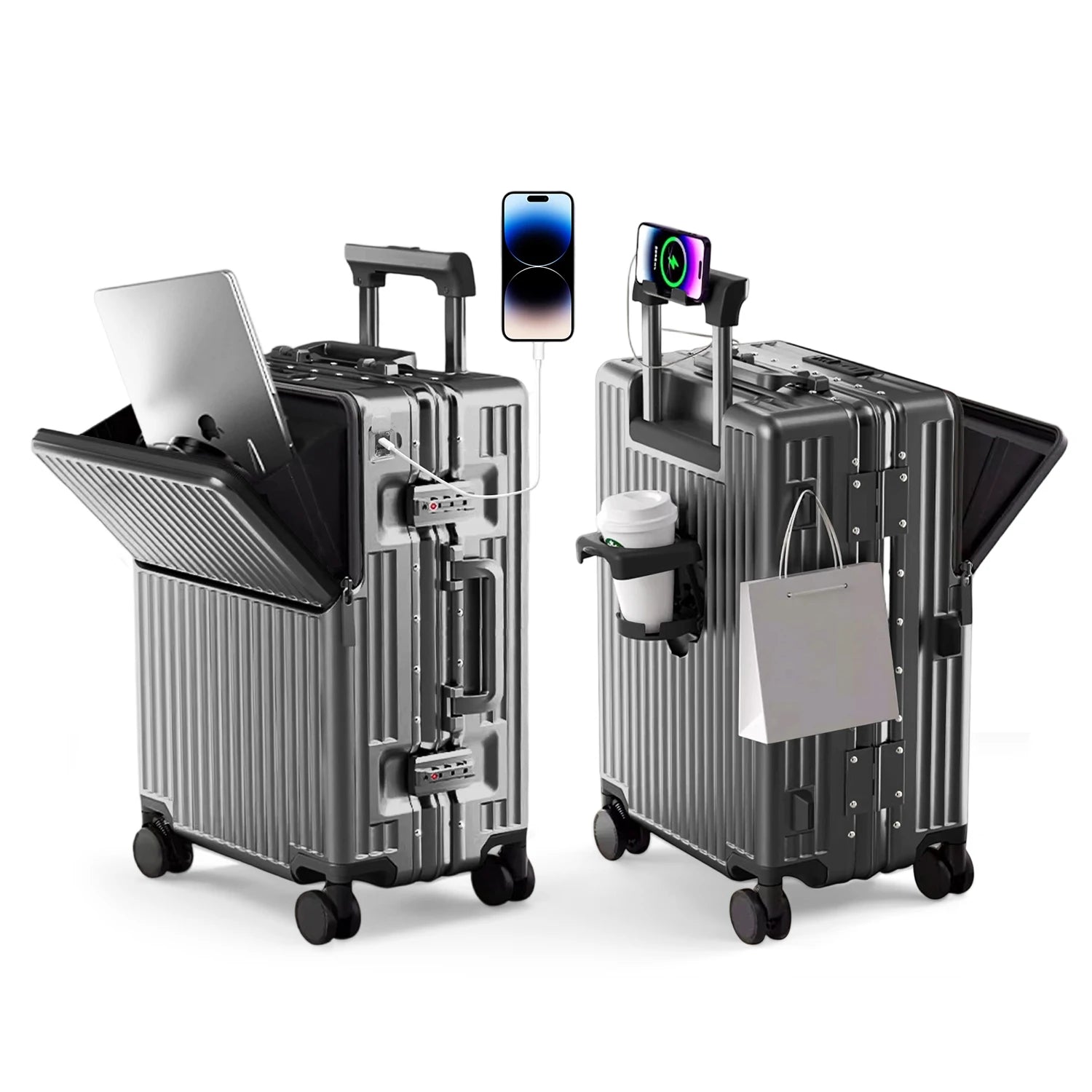 AIWEINY 2025 Aluminum Frame Suitcase PC Hard Shell Pressure - Resistant Travel Luggage, 360° Silent Swivel Wheels, with TSA Lock. - RELUX.STOREAIWEINY 2025 Aluminum Frame Suitcase PC Hard Shell Pressure - Resistant Travel Luggage, 360° Silent Swivel Wheels, with TSA Lock.
