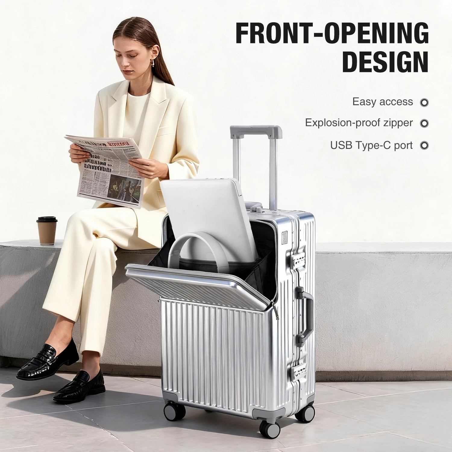 AIWEINY 2025 Aluminum Frame Suitcase PC Hard Shell Pressure - Resistant Travel Luggage, 360° Silent Swivel Wheels, with TSA Lock. - RELUX.STOREAIWEINY 2025 Aluminum Frame Suitcase PC Hard Shell Pressure - Resistant Travel Luggage, 360° Silent Swivel Wheels, with TSA Lock.