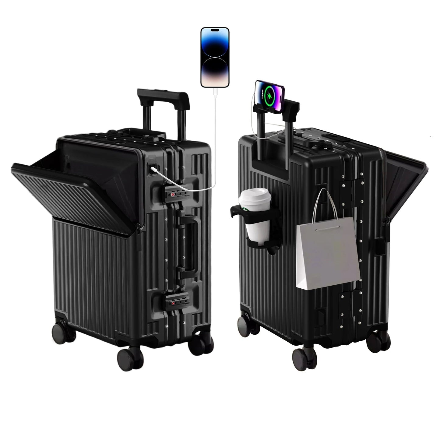 AIWEINY 2025 Aluminum Frame Suitcase PC Hard Shell Pressure - Resistant Travel Luggage, 360° Silent Swivel Wheels, with TSA Lock. - RELUX.STOREAIWEINY 2025 Aluminum Frame Suitcase PC Hard Shell Pressure - Resistant Travel Luggage, 360° Silent Swivel Wheels, with TSA Lock.