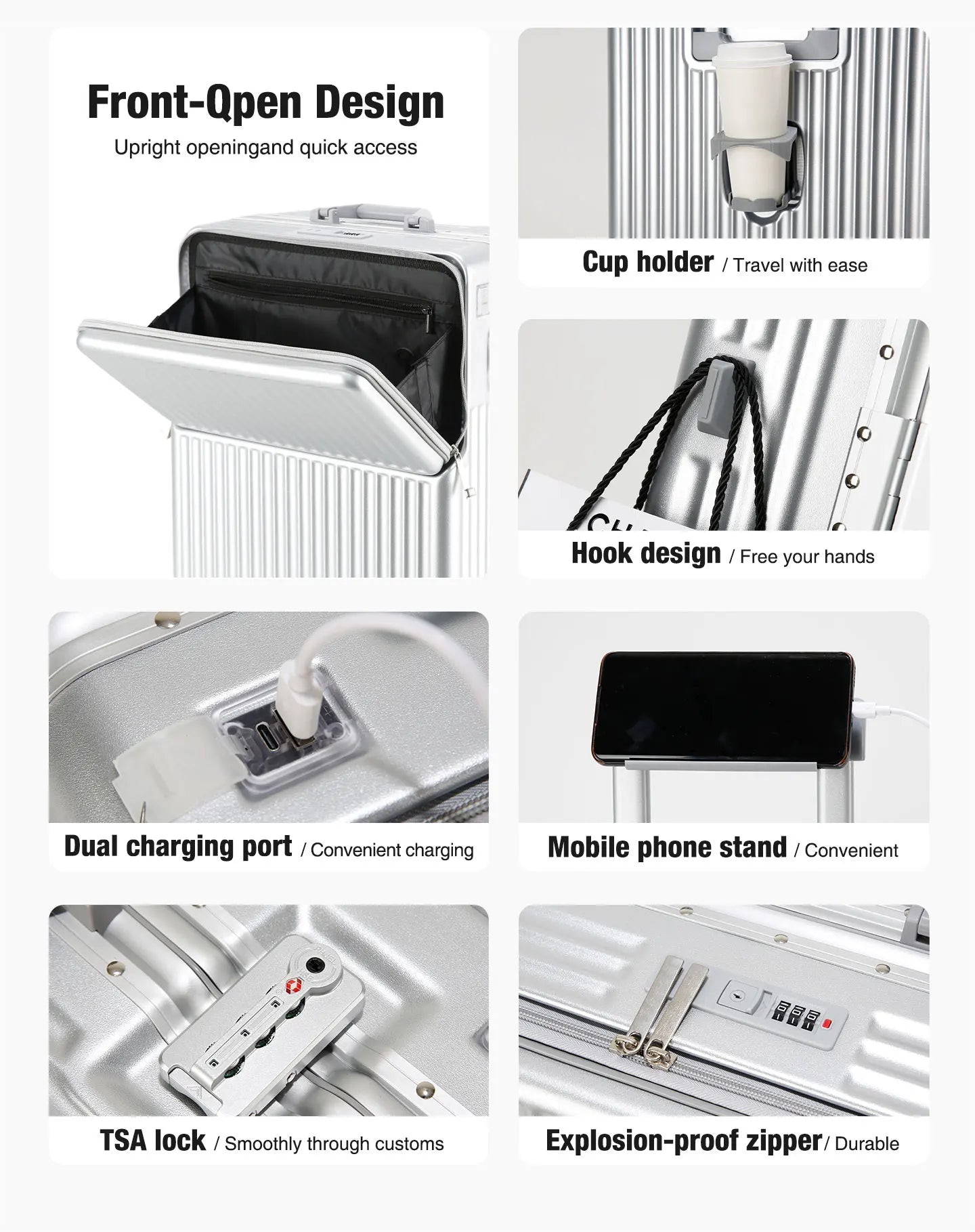 AIWEINY 2025 Aluminum Frame Suitcase PC Hard Shell Pressure - Resistant Travel Luggage, 360° Silent Swivel Wheels, with TSA Lock. - RELUX.STOREAIWEINY 2025 Aluminum Frame Suitcase PC Hard Shell Pressure - Resistant Travel Luggage, 360° Silent Swivel Wheels, with TSA Lock.