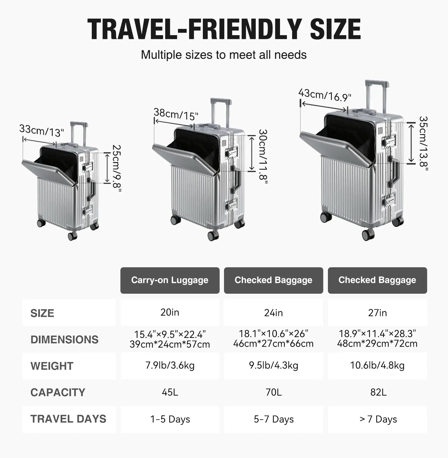 AIWEINY 2025 Aluminum Frame Suitcase PC Hard Shell Pressure - Resistant Travel Luggage, 360° Silent Swivel Wheels, with TSA Lock. - RELUX.STOREAIWEINY 2025 Aluminum Frame Suitcase PC Hard Shell Pressure - Resistant Travel Luggage, 360° Silent Swivel Wheels, with TSA Lock.