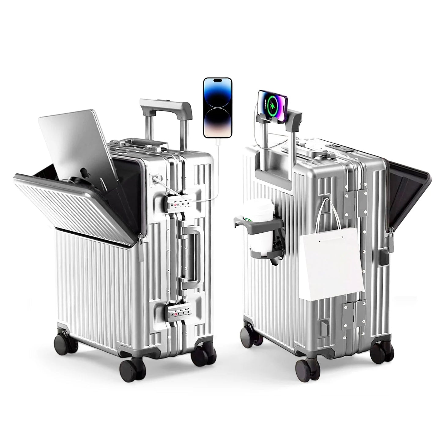 AIWEINY 2025 Aluminum Frame Suitcase PC Hard Shell Pressure - Resistant Travel Luggage, 360° Silent Swivel Wheels, with TSA Lock. - RELUX.STOREAIWEINY 2025 Aluminum Frame Suitcase PC Hard Shell Pressure - Resistant Travel Luggage, 360° Silent Swivel Wheels, with TSA Lock.