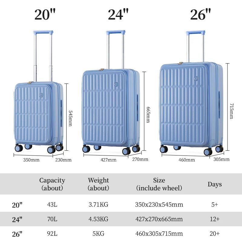AJI Women Luggage Travel Suitcase Fashions Side Opening Carry On Luggage Expanding Capacity Trolley Case For Men 20 24 26 Inch - RELUX.STOREAJI Women Luggage Travel Suitcase Fashions Side Opening Carry On Luggage Expanding Capacity Trolley Case For Men 20 24 26 Inch