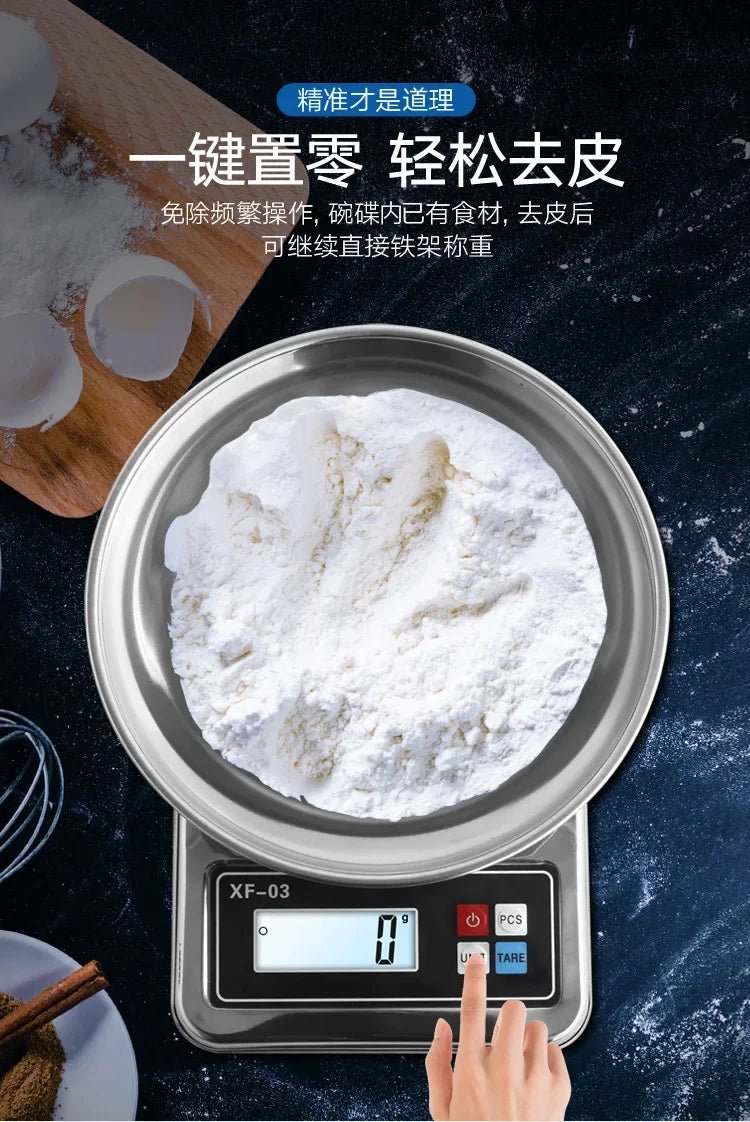 All stainless steel metal kitchen scale 0.1g household electronic scale, high - precision baking electronic scale with plate medic - RELUX.STORE