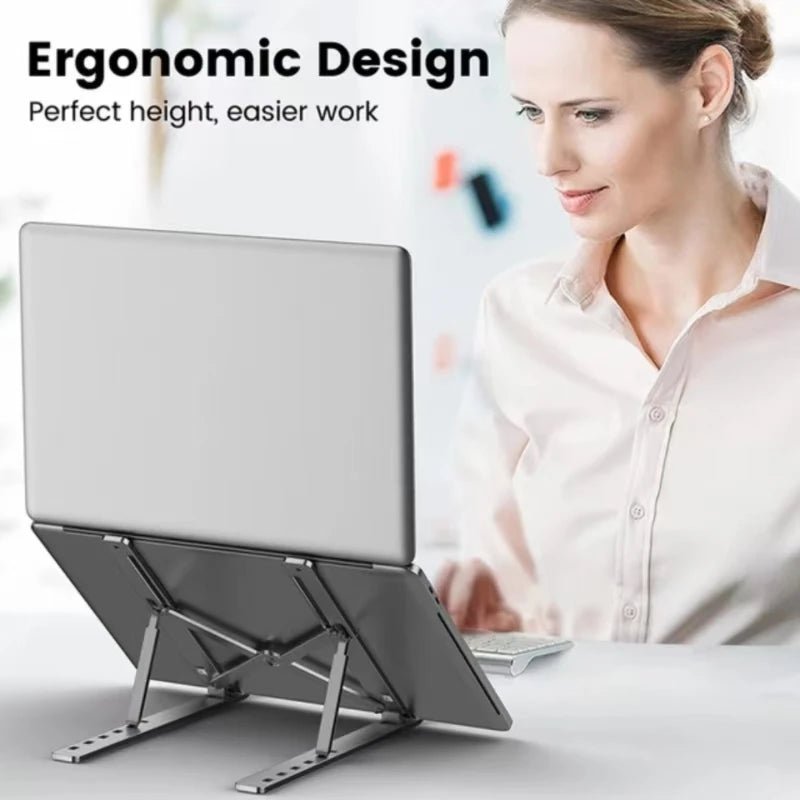 Aluminum Alloy Laptop Holder Stand Adjustable Foldable Portable for Notebook Computer Bracket Lifting Cooling Holder Non - Slip - RELUX.STORE