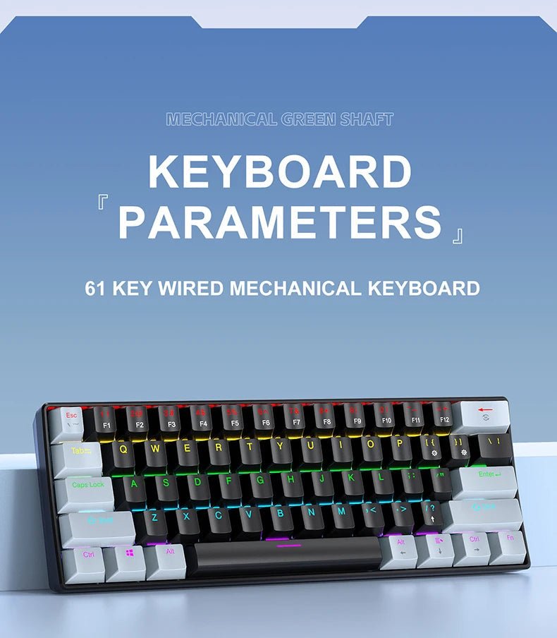 "APAYADO K61 60% Mini Mechanical Keyboard – Wired 61 - Key Phantom RGB, Black/White/Red, Red & Blue Switch Options" - RELUX.STORE