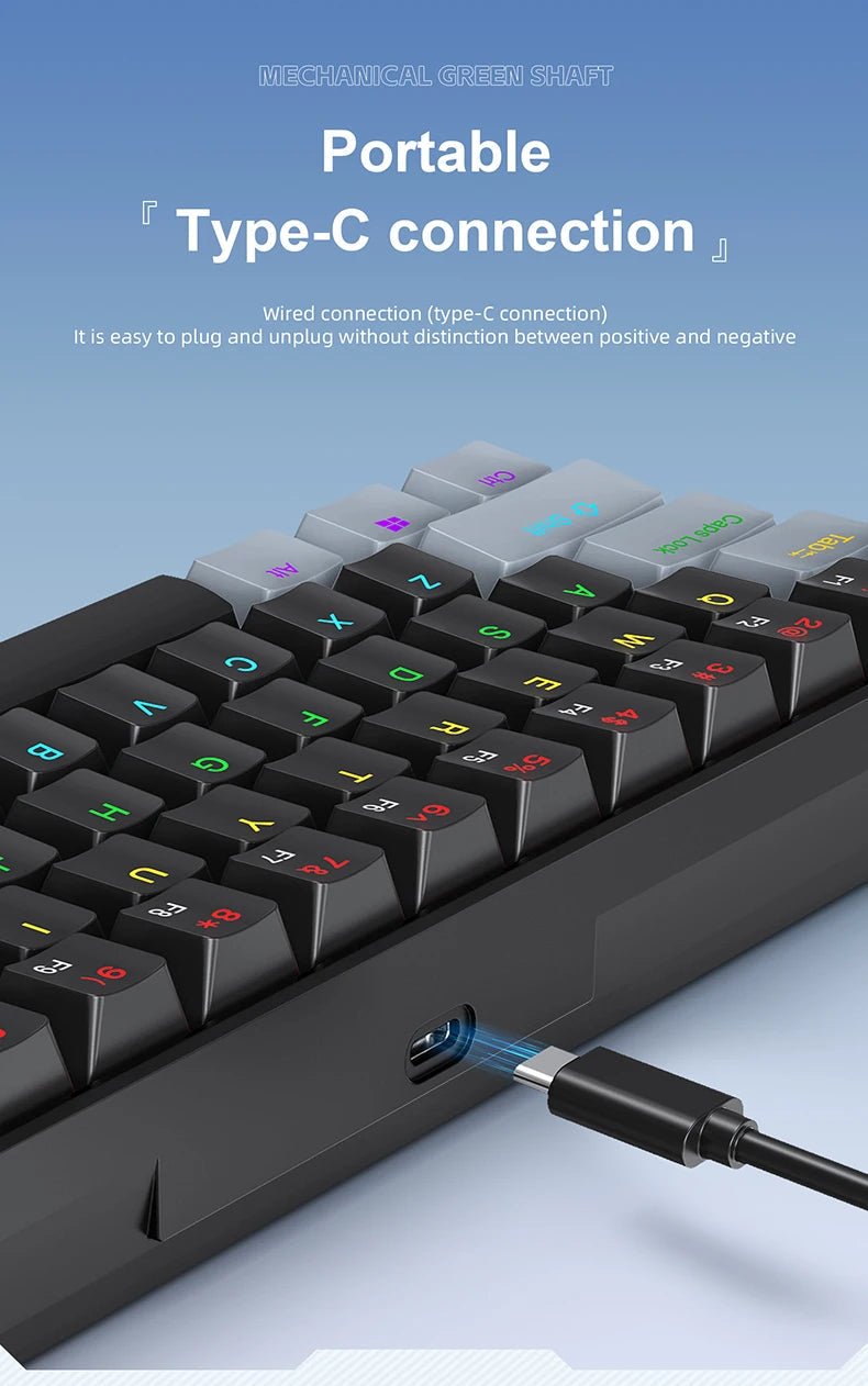 "APAYADO K61 60% Mini Mechanical Keyboard – Wired 61 - Key Phantom RGB, Black/White/Red, Red & Blue Switch Options" - RELUX.STORE