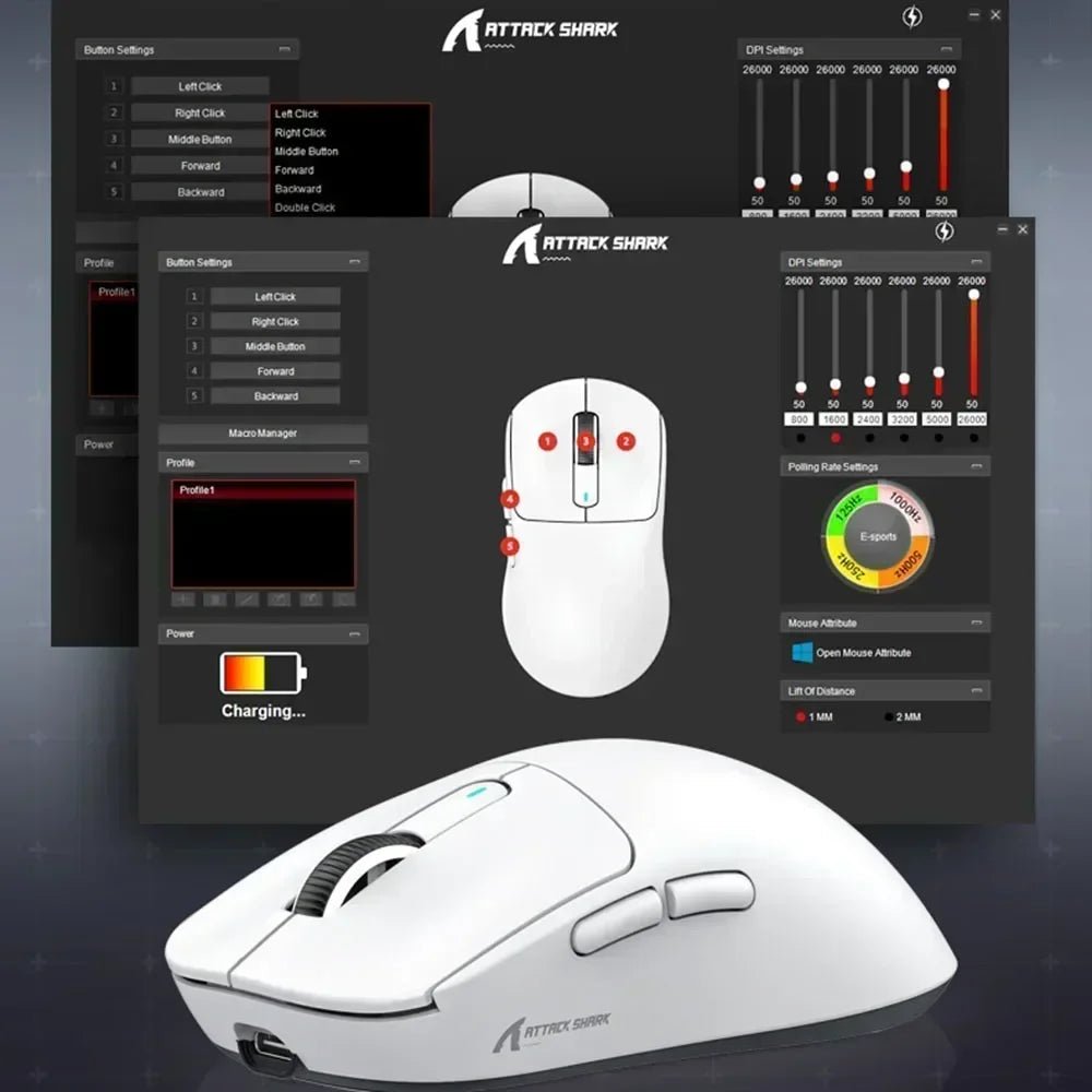 Attack Shark X3Pro X3 Wireless Mouse Lightweight PAW3395 26000dpi Tri - Mode Connection Macro Gaming Mouse for Win/Xbox/PS/Mac - RELUX.STORE