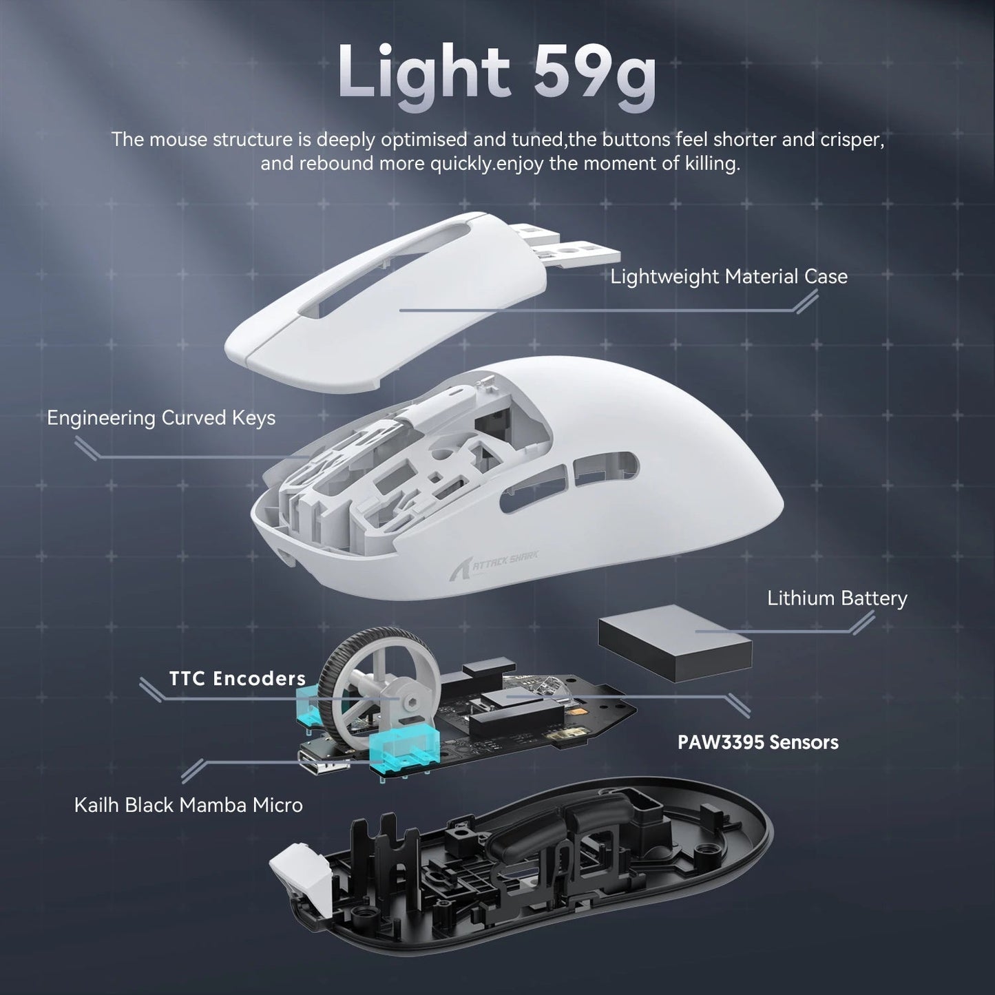 Attack Shark X3Pro X3 Wireless Mouse Lightweight PAW3395 26000dpi Tri - Mode Connection Macro Gaming Mouse for Win/Xbox/PS/Mac - RELUX.STORE