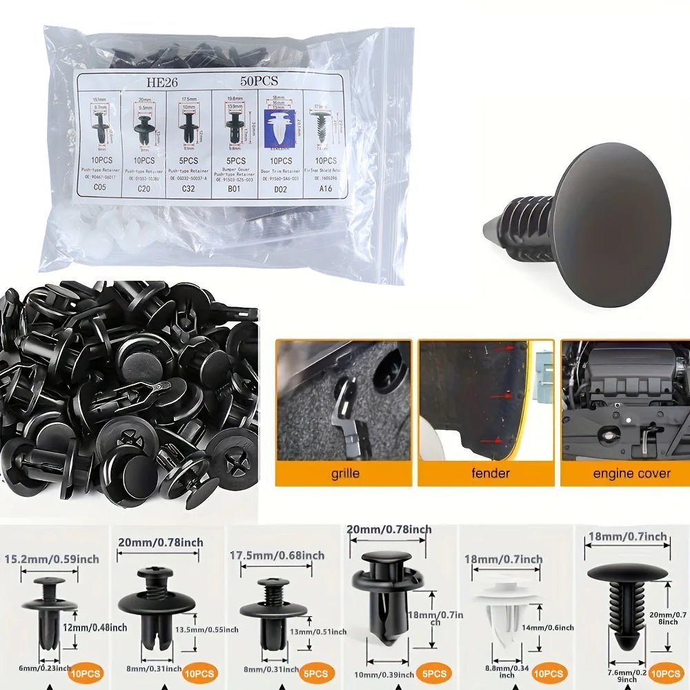 Auto Fastener Clip Mixed Car Body Push Retainer Pin Rivet Bumper Door Trim Panel Fastener Kit Car Clips Box or Bag packaging - RELUX.STORE