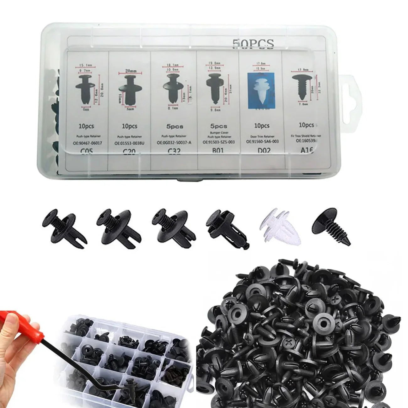 Auto Fastener Clip Mixed Car Body Push Retainer Pin Rivet Bumper Door Trim Panel Fastener Kit Car Clips Box or Bag packaging - RELUX.STORE