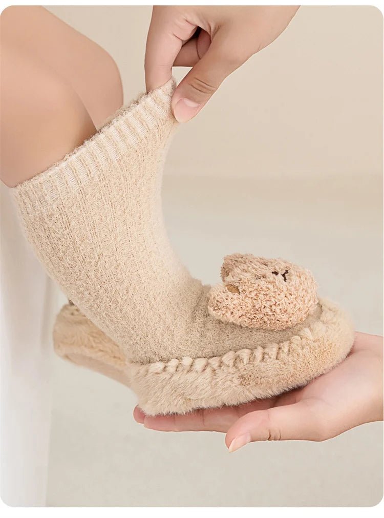 Baby Socks For Girls Boys Shoes Velvet Winter Thicken Warm Cartoon Bear Newborn Floor Sock Non Slip Soft Toddler First Walker - RELUX.STOREBaby Socks For Girls Boys Shoes Velvet Winter Thicken Warm Cartoon Bear Newborn Floor Sock Non Slip Soft Toddler First Walker
