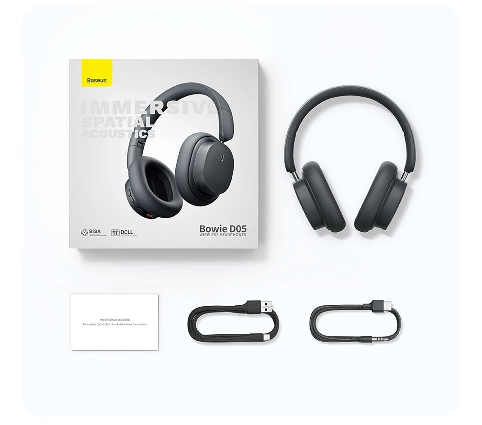 Baseus Bowie D05 Wireless Headphones – 3D Spatial Audio, Bluetooth 5.3, 40mm Drivers, Foldable Over - Ear Headset with 70H Playback - RELUX.STORE