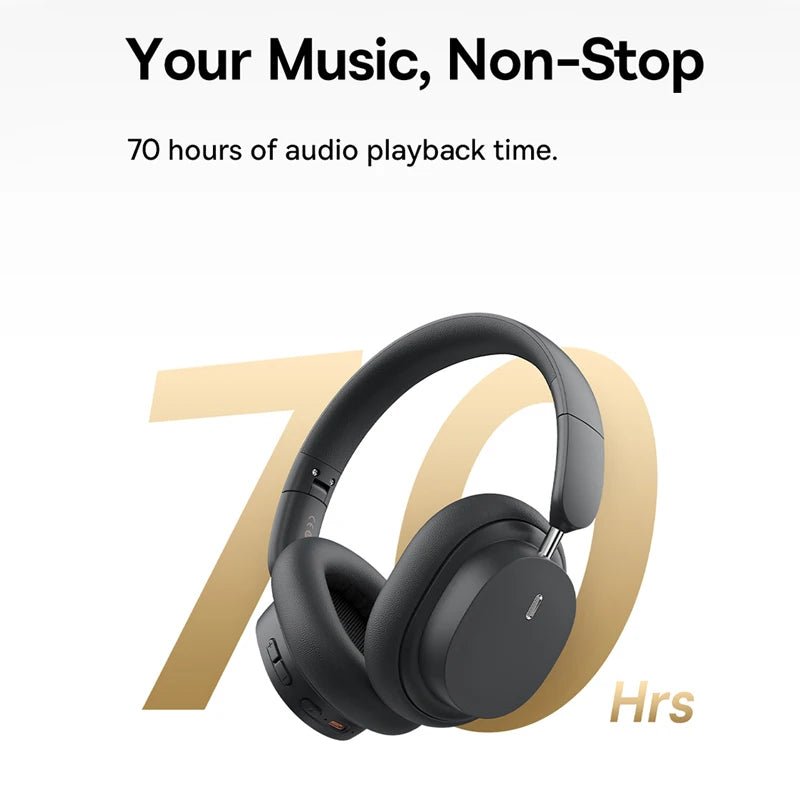 Baseus Bowie D05 Wireless Headphones – 3D Spatial Audio, Bluetooth 5.3, 40mm Drivers, Foldable Over - Ear Headset with 70H Playback - RELUX.STORE