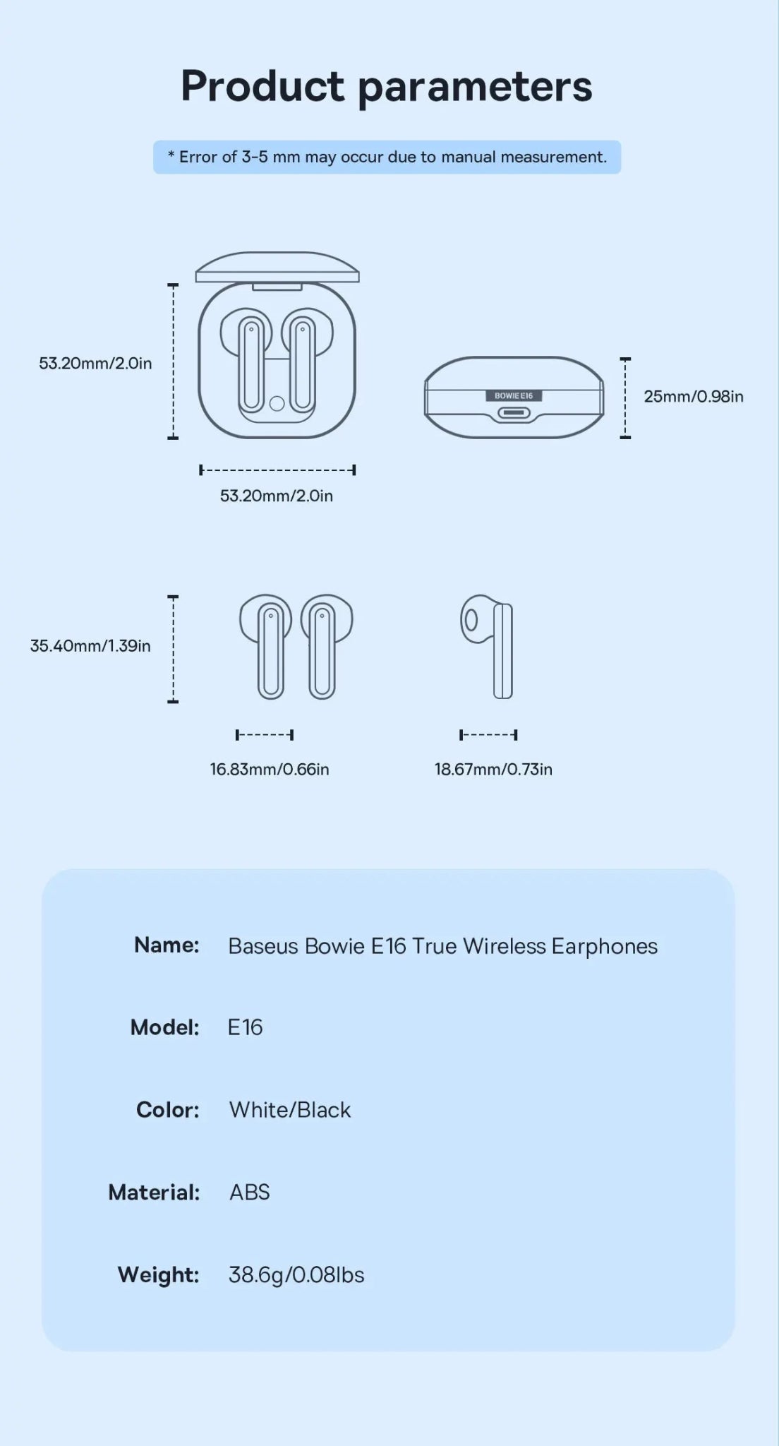 Baseus Bowie E16 Wireless Earphones Bluetooth 5.3 TWS Earbuds IPX4 Waterproof Earphone 30H Playtime 13mm Driver HIFI Headphones - RELUX.STORE