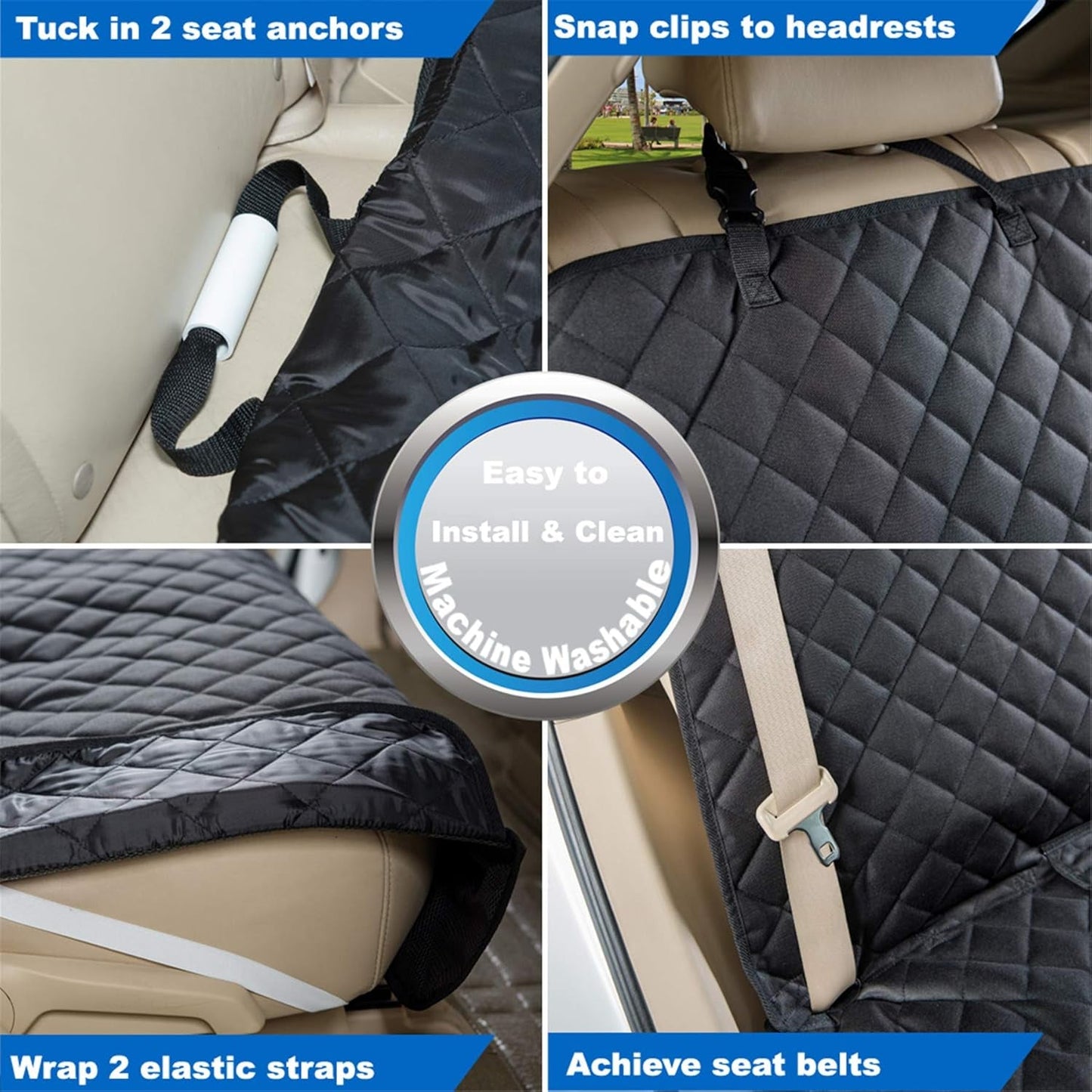 Bench Car Seat Cover Protector – Waterproof, Heavy - Duty, Nonslip Pet Car Seat Cover for Dogs, Universal Fit for Cars, Trucks & SUVs (Black) - RELUX.STORE