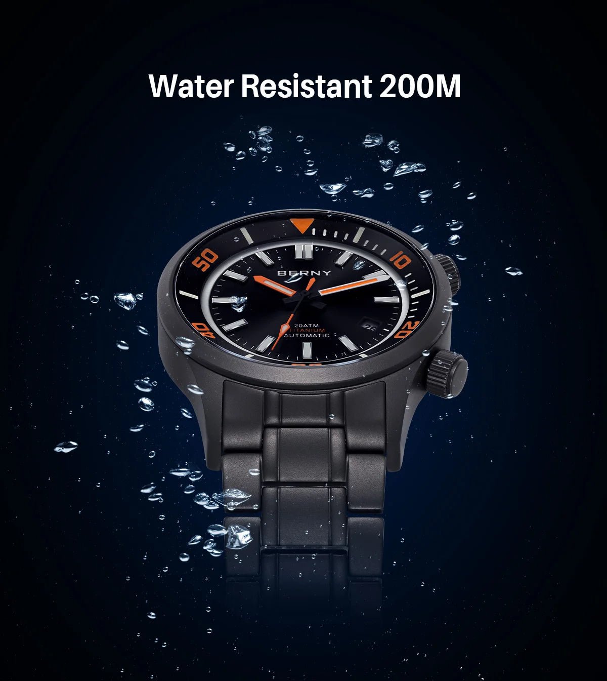 BERNY Automatic Titanium Diver Watch for Men Supper Luminous Sappire AR coated Miyota 8215 20ATM Mechanical Diving Men's Watches - RELUX.STORE