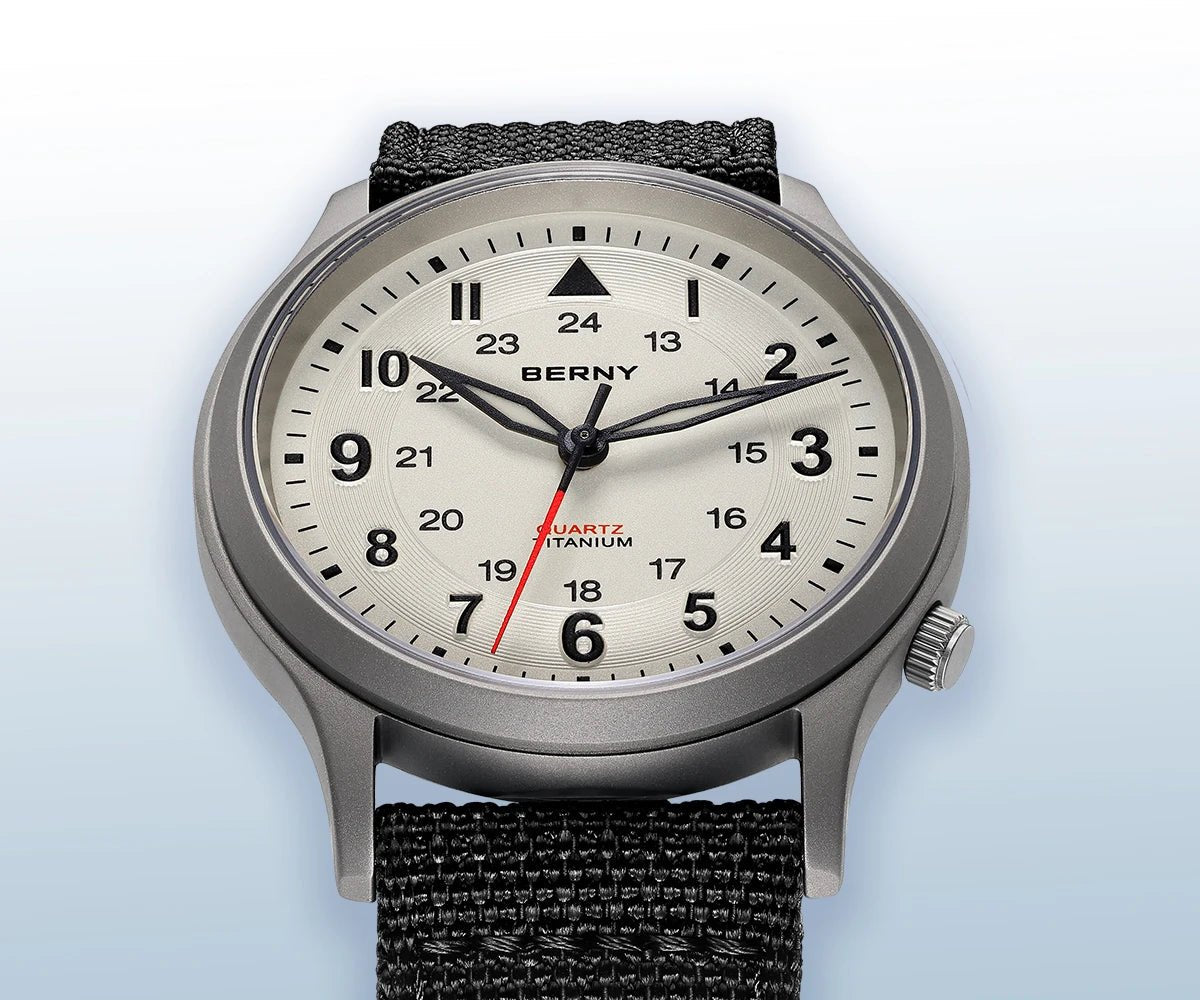 BERNY Titanium Watches for Men Classic Mens Field Pilot Watch Easy Read Outdoor Quartz Wristwatch Super Luminous Sapphire 5ATM - RELUX.STORE