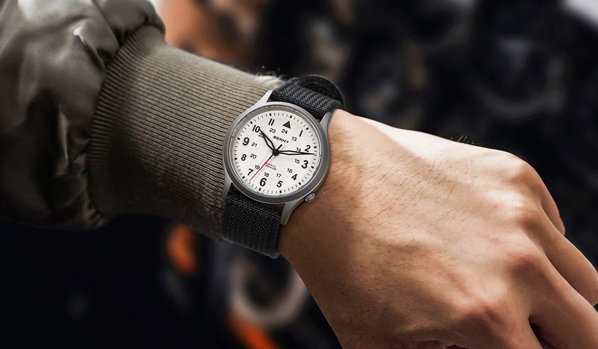 BERNY Titanium Watches for Men Classic Mens Field Pilot Watch Easy Read Outdoor Quartz Wristwatch Super Luminous Sapphire 5ATM - RELUX.STORE