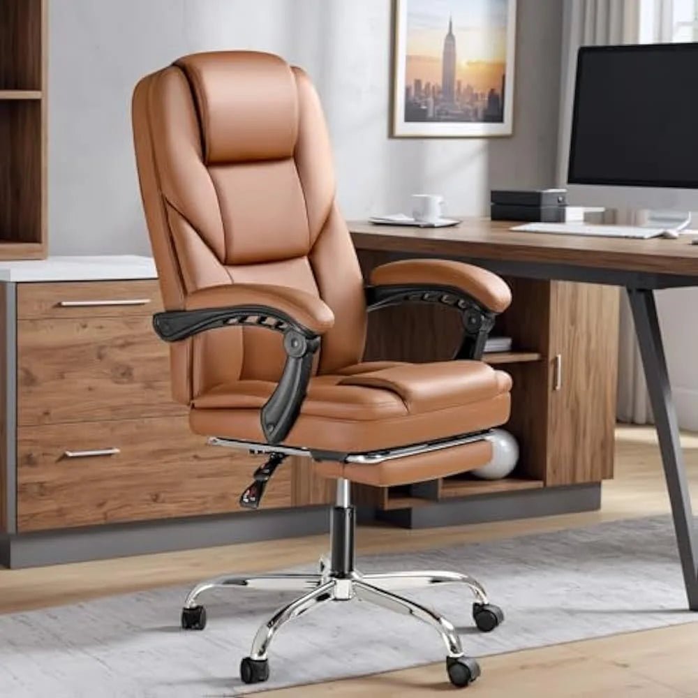 "Big & Tall Executive Office Chair – High Back Leather Ergonomic Reclining Desk Chair with Footrest & Lumbar Support" - RELUX.STORE