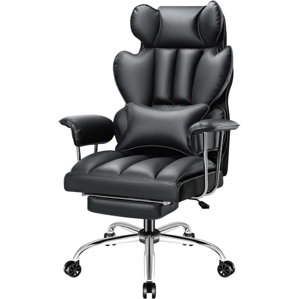 "Big & Tall Executive Office Chair – High Back Leather Ergonomic Reclining Desk Chair with Footrest & Lumbar Support" - RELUX.STORE