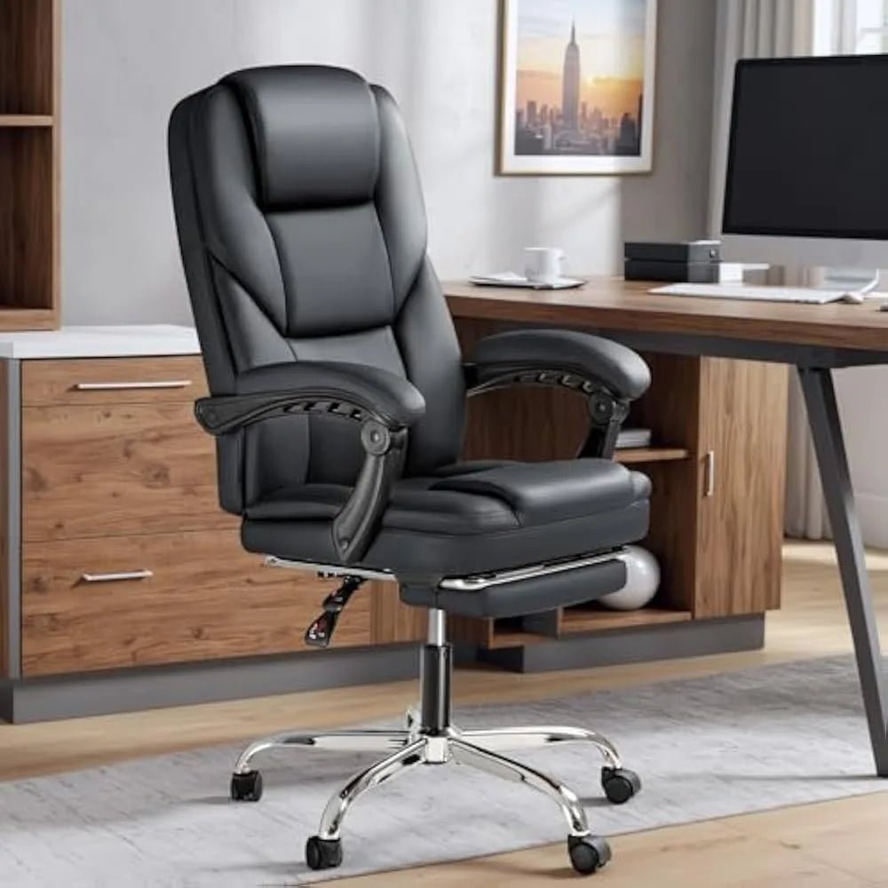 "Big & Tall Executive Office Chair – High Back Leather Ergonomic Reclining Desk Chair with Footrest & Lumbar Support" - RELUX.STORE
