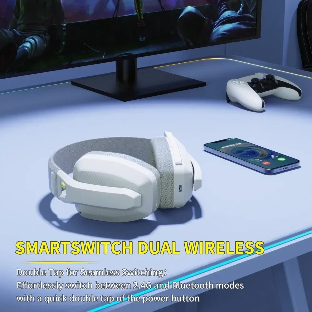 BINNUNE BW06 2.4GHz Wireless Gaming Headset – Bluetooth Headphones with Mic for PS5, PS4, PC & Mac - RELUX.STORE