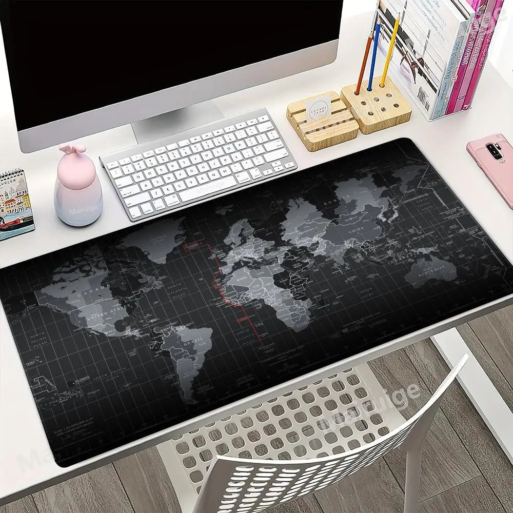 Black map Mouse Pad XXL Office Mousepad Computer Keyboard Pads MouseMat Gamer Soft Office Carpet Table Mat New Desktop Desk Mats - RELUX.STORE