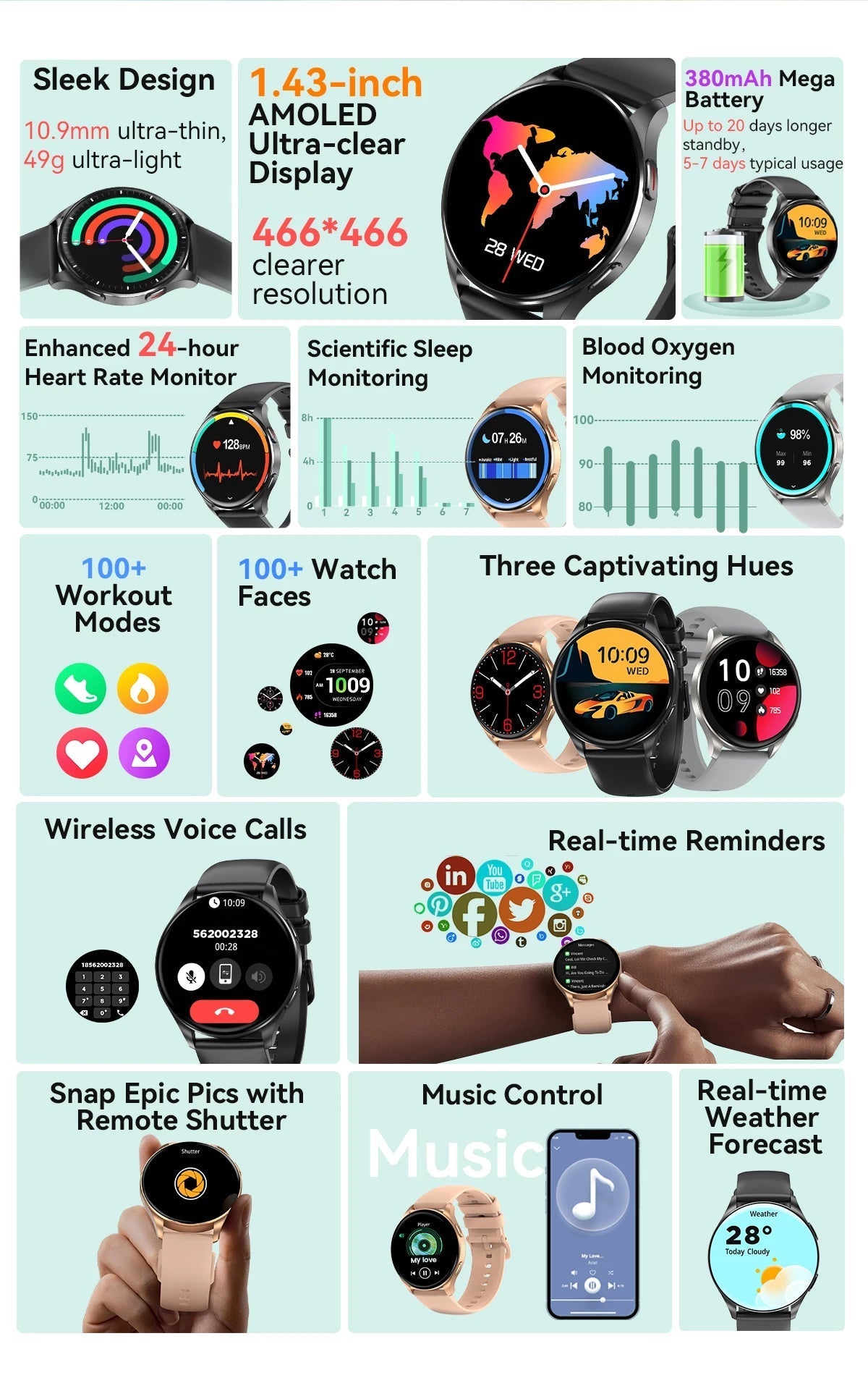 Blackview 2024 New Smartwatch X20 Watch AMOLED Display Hi - Fi Bluetooth Phone Calls Health and Fitness Tracking for ISO Android - RELUX.STORE