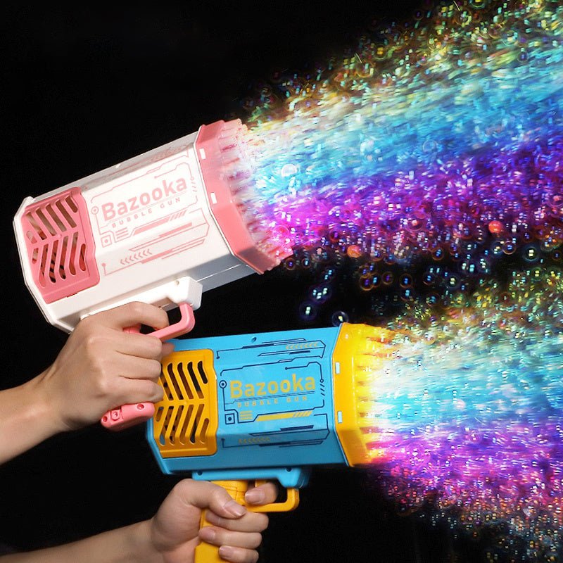 Bubble Gun Rocket 69 Holes Soap Bubbles Machine Gun Shape Automatic Blower With Light Toys For Kids Pomperos - RELUX.STORE
