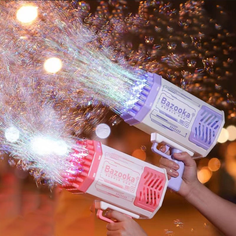 Bubble Gun Rocket 69 Holes Soap Bubbles Machine Gun Shape Automatic Blower With Light Toys For Kids Pomperos - RELUX.STORE